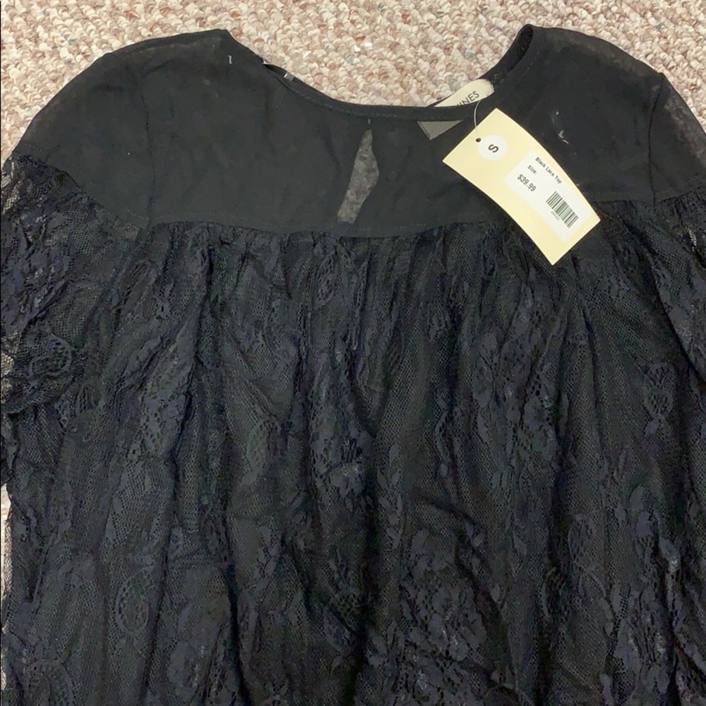 Black lace long sleeved top